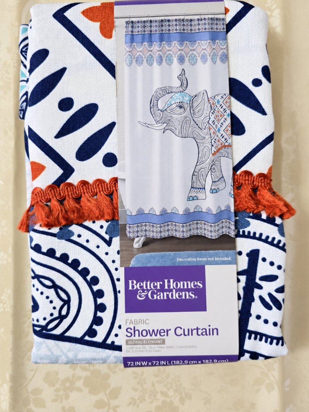 NWT Better Homes & Gardens Set of 2 Global Elephant Shower Curtains 72x72 - Picture 3 of 7